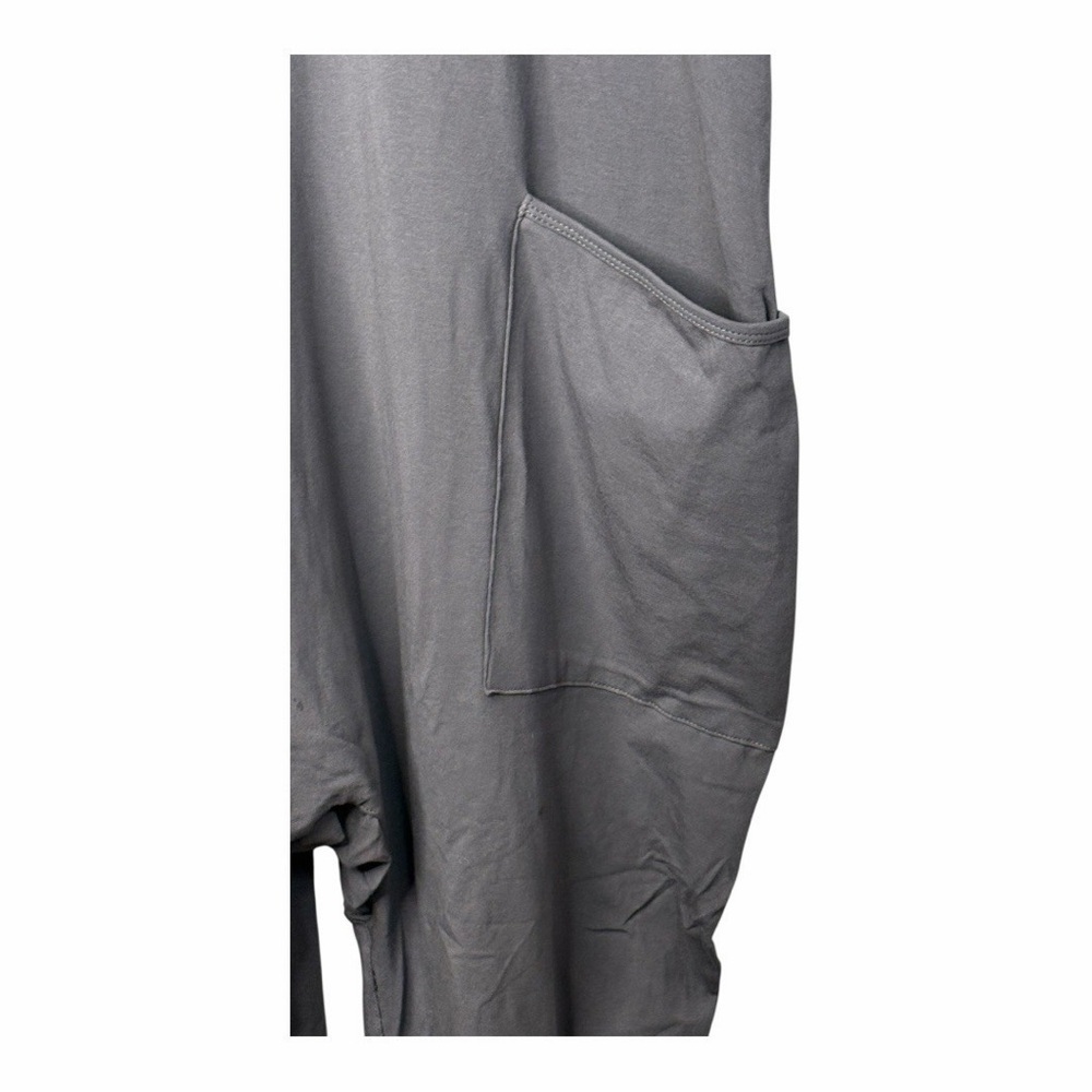 Slouchy Boho Gray Harem Jumpsuit Spaghetti Strap Pockets Comfy Small - Picture 7 of 8
